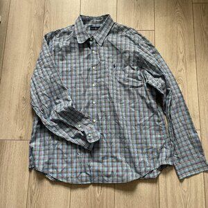 Ralph Lauren Button Down Shirt Men Size 2XL Blue Plaid Long Sleeve Collared